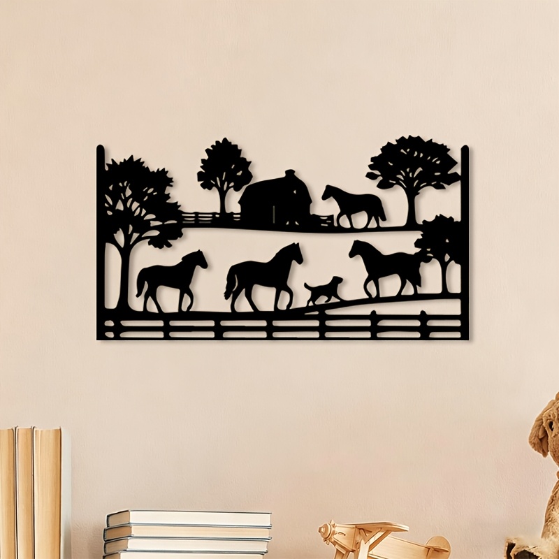 Art Craft Horse - CIFBUY Metalen wandkunst paardenboerderij landschap ijzeren