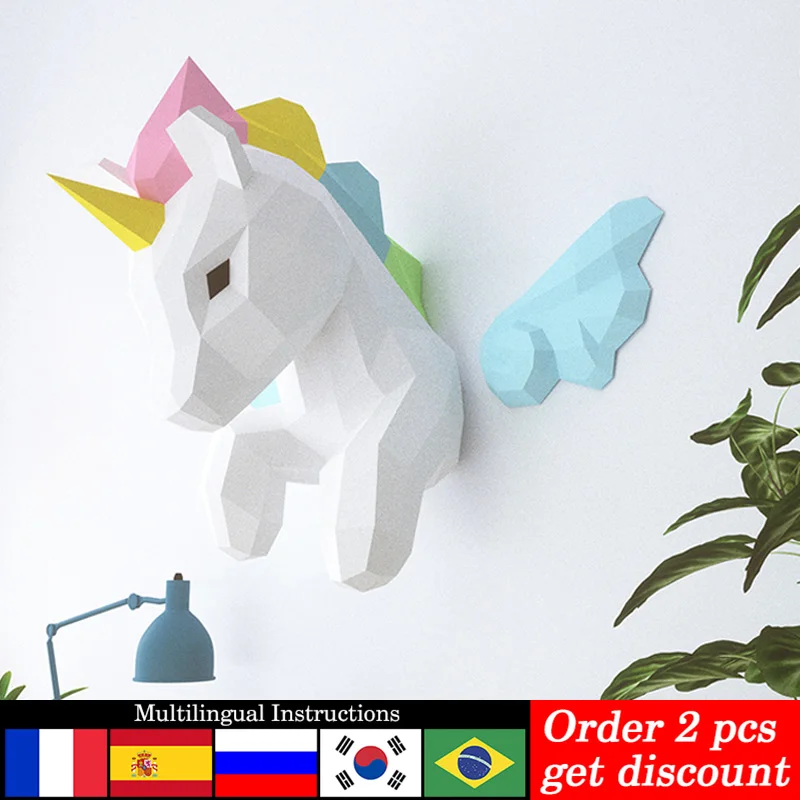 Art Craft With Cardboard - Regenboog Eenhoorn Dier Muur Decor Thuis