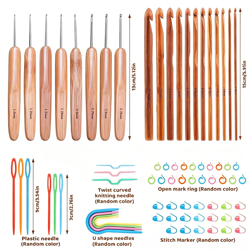 74-delige bamboe haaknaaldset, - Art Craft Material recensie en prijs